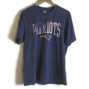47 BRAND Mens Blue Graphic Short Sleeve T Shirt Size L New England Patriots